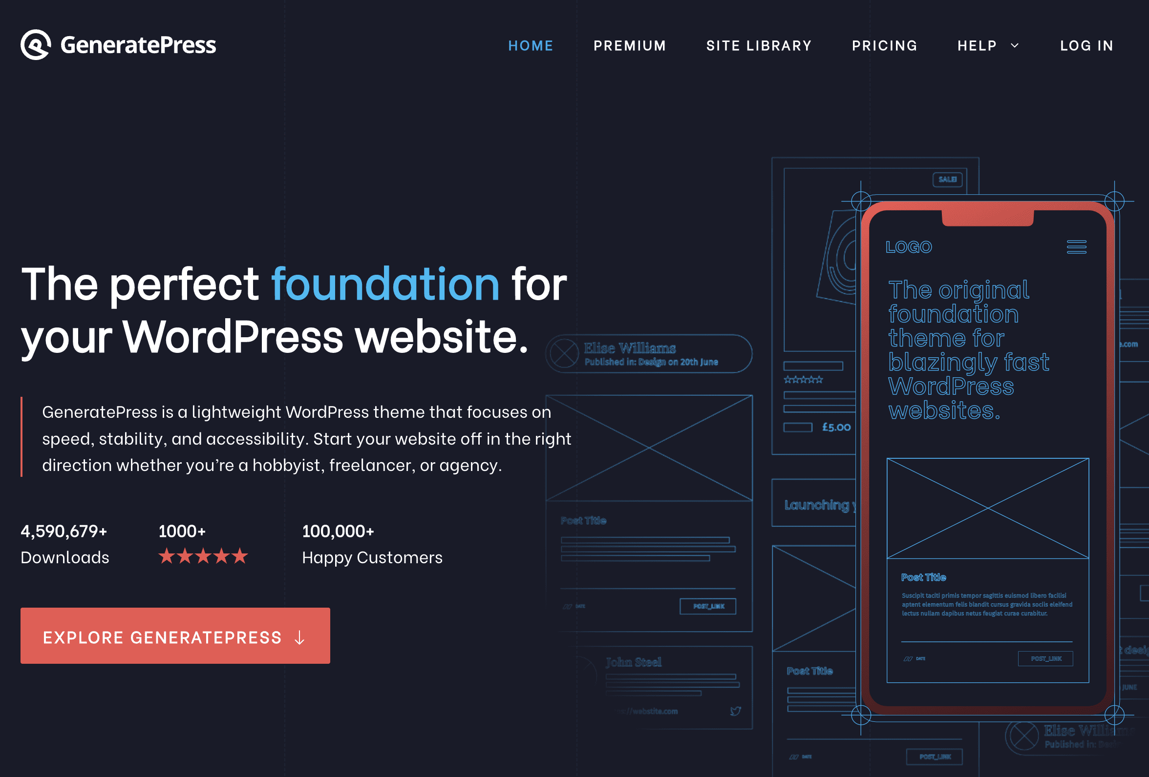Screenshot of website - generatepress