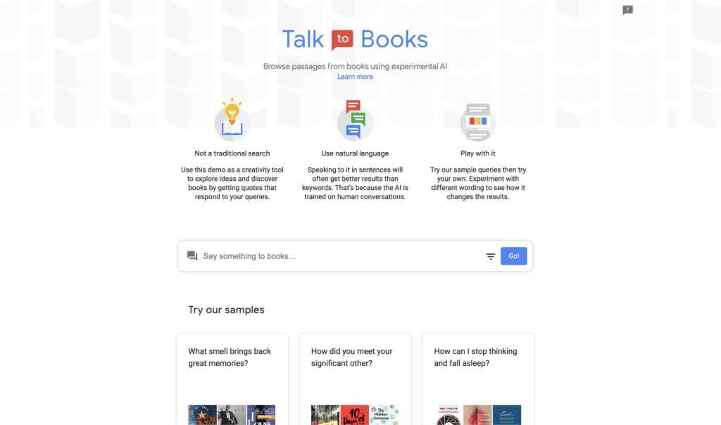 google talk to books ai
