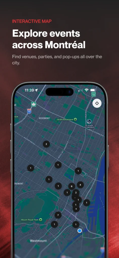 Application Music Week à Montréal : carte interactive des événements