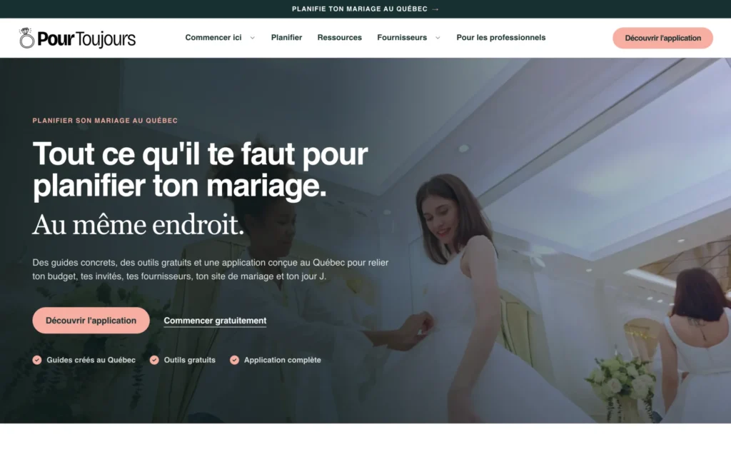 Site de Pour Toujours sur ordinateur : page d’accueil