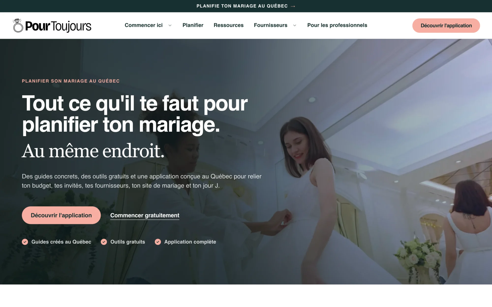 Site de Pour Toujours sur ordinateur : page d’accueil