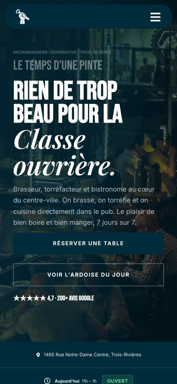 Site de Le Temps d’une Pinte sur téléphone