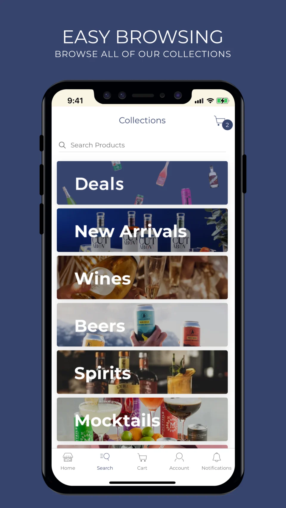 Application Upside Drinks : collections